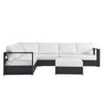 thumbnail image 3 of Modular Lounge Sectional Sofa Set, Gray White, Aluminum Metal, Outdoor Patio Balcony Cafe Bistro Garden Hospitality Restaurant, Modern Contemporary HB36647, 3 of 10