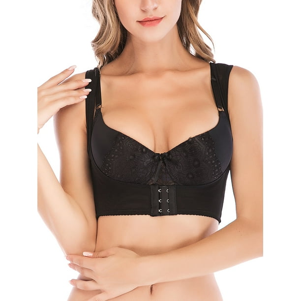 Lelinta Women Chest Supports Brace Push Up Bra Shape Corrector Prevent Chest Hunchback Posture Corset Bra X Strap Belt Band Vest Black Walmart Com Walmart Com