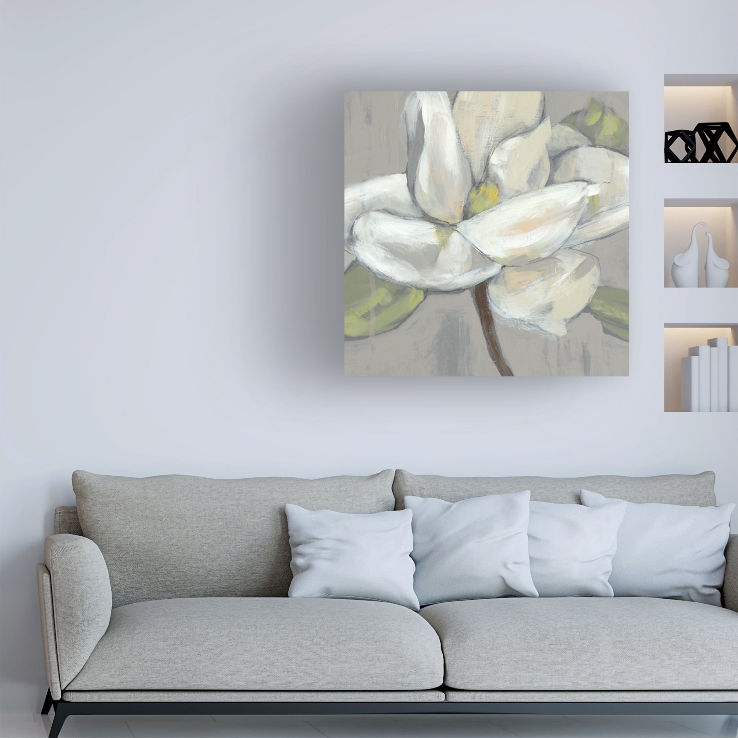 Jennifer Goldberger 'Magnolia on Grey' Canvas Art