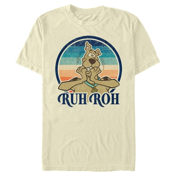Men's Scooby Doo Ruh Roh Retro Circle Graphic Tee Beige Small