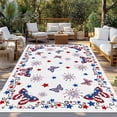 thumbnail image 3 of Outdoor Rug 3x5 ft 4th of July Waterproof Outdoor Patio Rug Mat Non Slip Outside Area Rugs Carpet for RV,Camping,Porch,Deck,Pool,Balconybackyard,Patriotic Butterfly Stars Fireworks Red White Blue, 3 of 9