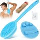 thumbnail image 1 of wonima11 Silicone Back Scrubber & Bath Glove Set 2PCS, 13.4'' Gentle Shower Back Scrubber with Dual-Side Head Non-Slip Handle, 360° Anti-Slip Hand-fit Bath Glove for Rich Foaming Deep Cleaning(Blue), 1 of 1
