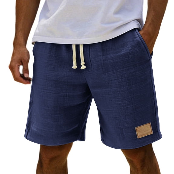 ZToonmas Men's Elastic Waist Casual Shorts Drawstring Loose Fit 5-Inch Shorts Solid Color Beach Shorts with Pockets