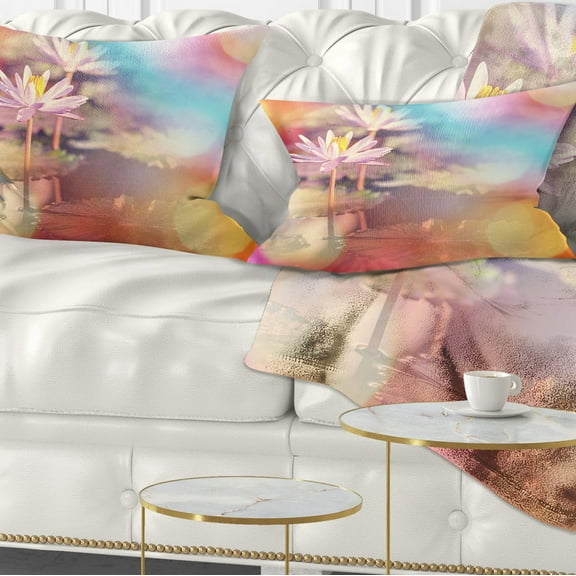 Designart 12" x 20" Purple Polyester Throw Pillow