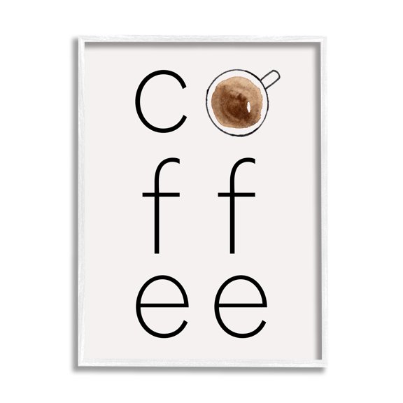 Stupell Industries Coffee Text & Mug Food & Beverage Painting White Framed Art Print Wall Art, 24 x 30