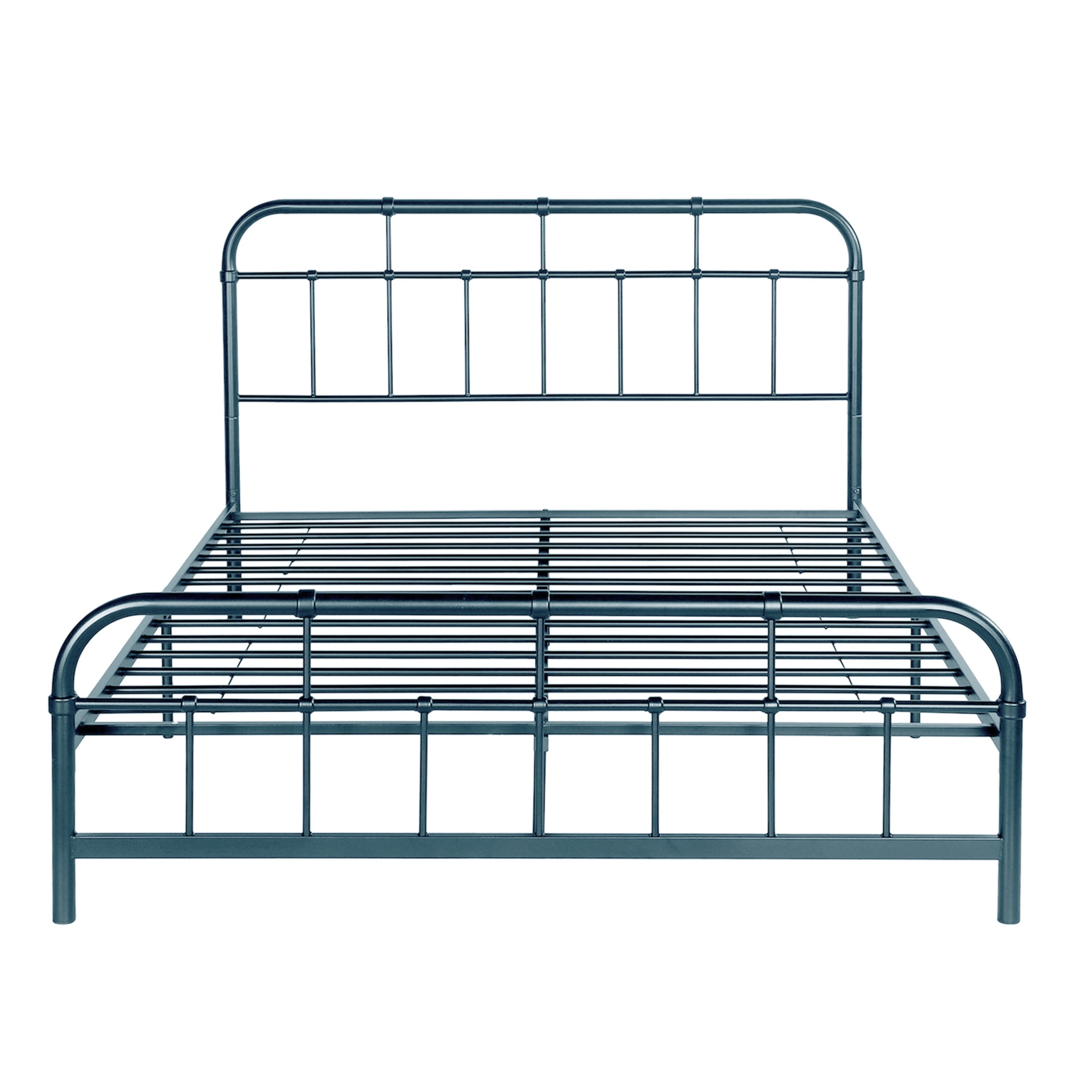 Christopher Knight Home Full Size Metal Platform Bed Frame, Round Corner Headboard and Footboard, Antique Blue