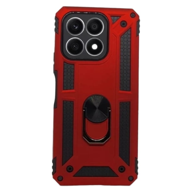 Funda Uso Rudo Cely Vesmir con Anillo Magnético Para Honor X8a Rojo Más 2 Micas de cristal