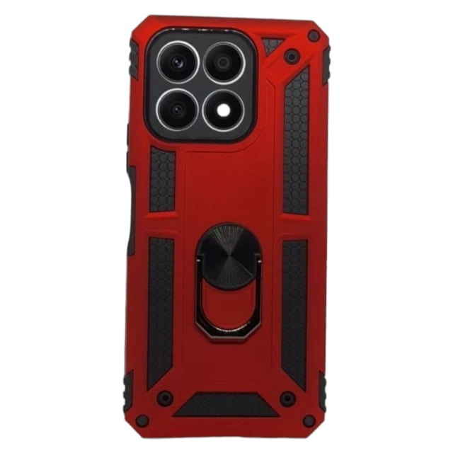 Funda Uso Rudo Cely Vesmir con Anillo Magnético Para Honor X8a Rojo Más 2 Micas de cristal