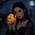 thumbnail image 7 of Halloween Skeleton Light White Skull with Red Rose Spooky Home Decor Goth Home Decor Gothic Home Decor Day of The Dead Decorations Vintage Halloween Decor Indoor Outdoor Halloween, 7 of 7