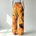 thumbnail image 6 of Trgacdwlo Halloween Fuzzy Pajama Pants Vintage Ghost Pattern Wide Leg Fleece Pj Pants Women Elastic Waist Winter Cozy Warm Lounge Pants Women, 6 of 6