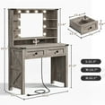 thumbnail image 4 of EnHomee Vanity Desk with Mirror and Lights Makeup Vanity with 2 Storage Drawers Wooden Vanity with Charging Staion for Bedroom, Small Space, Gray Oak, 4 of 7