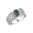 thumbnail image 4 of Rylos Sterling Silver Classic 8X6MM Oval Alexandrite & Sparkling Diamond Ring - Birthstone Jewelry for Men -Size 13, 4 of 8
