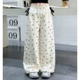 thumbnail image 2 of CPNG Girls Sweatpants Sweet Bow Print Elastic High Waist Wide Leg Baggy Pants with Lace Trim Loose Street Style Casual Pants, 2 of 8