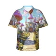 thumbnail image 2 of Yiaed Dreamy Mushroom House Print Hawaiian Shirt for Men Short Sleeve Button Down Shirts Beach Shirts for Men-Medium, 2 of 5