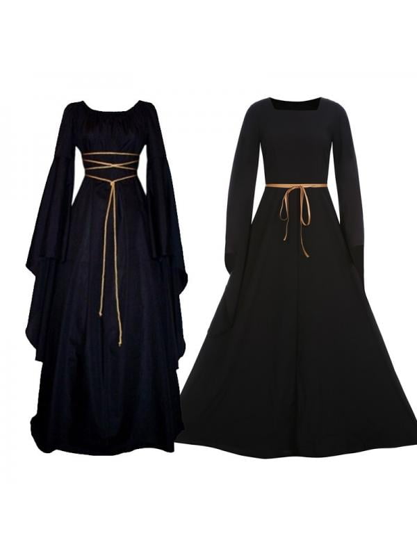 Women's Gothic Black High Neck Floral Split Bodycon Long Skirts Sleeveless Dress