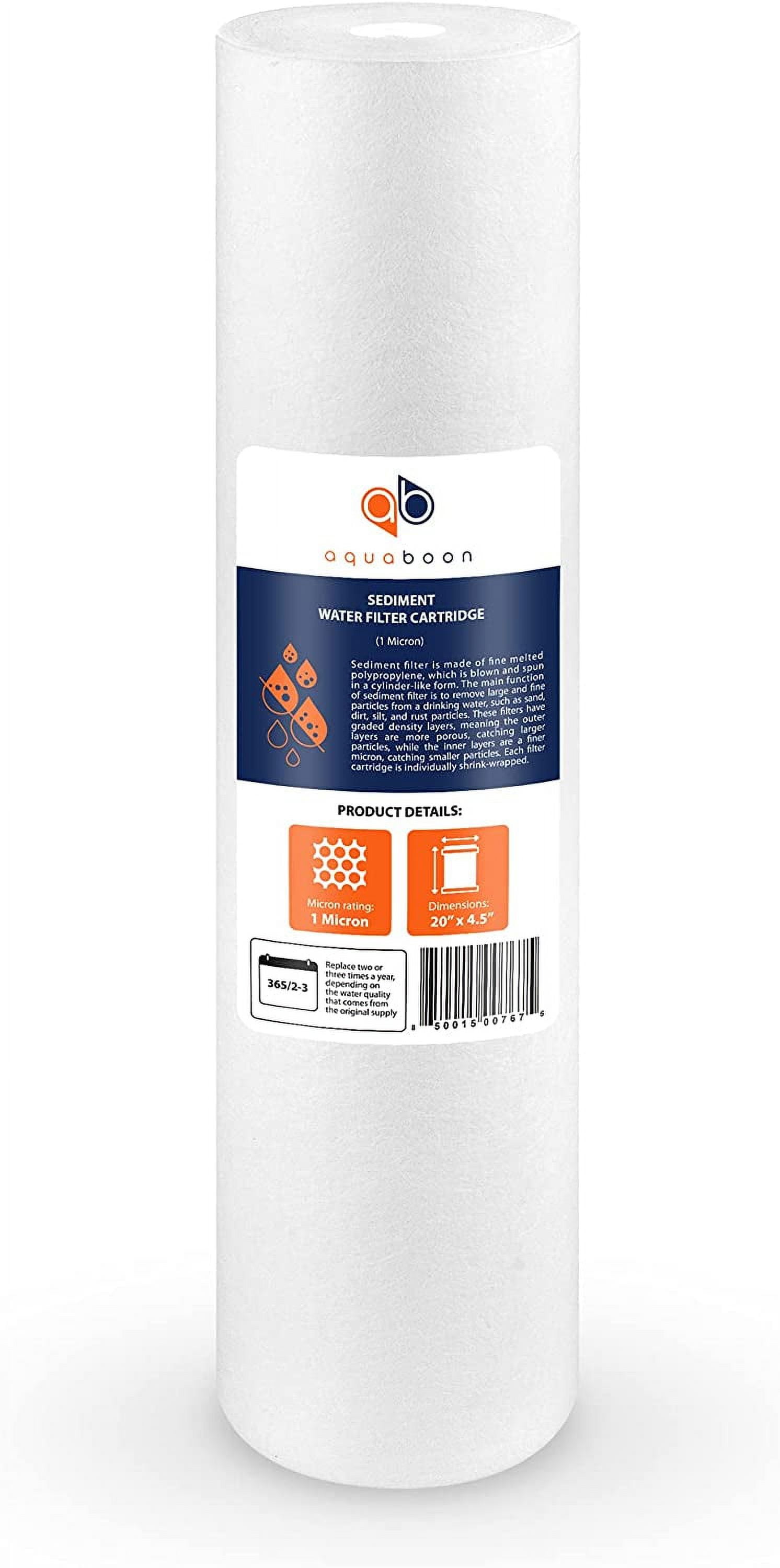 Aquaboon 6-Pack of 1 Micron 20" Sediment Water Filter Replacement Cartridge | Whole House Sediment Filtration | Compatible with AP810-2, SDC-45-2005, FPMB-BB5-20, P5-20BB, FP25B, 155358-43