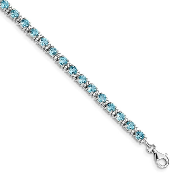 Primal Silver Sterling Silver Rhodium-plated Blue Topaz and Diamond Bracelet