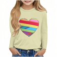 thumbnail image 2 of IFNWSV Tops for Girls Long Sleeve Crewneck Heart Print Pullover Top Casual Blouse Tee for Girls Beige 12 Years, 2 of 5