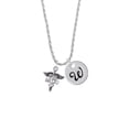thumbnail image 2 of Delight Jewelry Silvertone Caduceus - MD Silvertone Script Initial Disc - W - Charm Necklace, 20"+3", 2 of 4