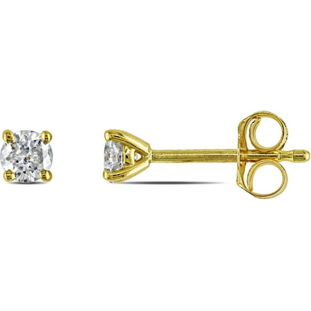 Miabella 1/4 Carat T.W. Diamond 14kt Yellow Gold Solitaire Stud Earrings