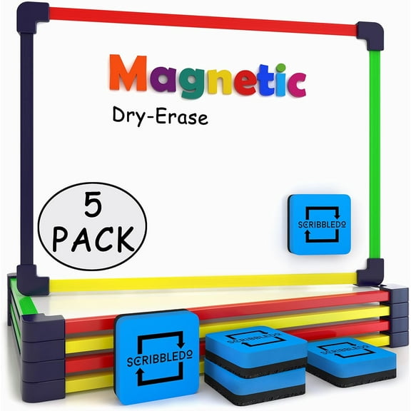 Colored Frame Magnetic Dry Erase White Boards Pack of 5 l 9" X 12" Whiteboard
