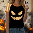 thumbnail image 4 of Halloween T Shirt Women Funny Pumpkin Face Printed Cute Tee Short Sleeve Casual Funny Halloween Party Tops, 4 of 7