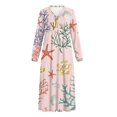 thumbnail image 7 of SEANATIVE Long Sleeve Nightgown for Women Cozy Full Length Bedroom Pajama Dress, Soft Sleepshirt Button Front Sleepshirt Nightshirts, XL, Starfish Sea Shell Coral Pink, 7 of 7