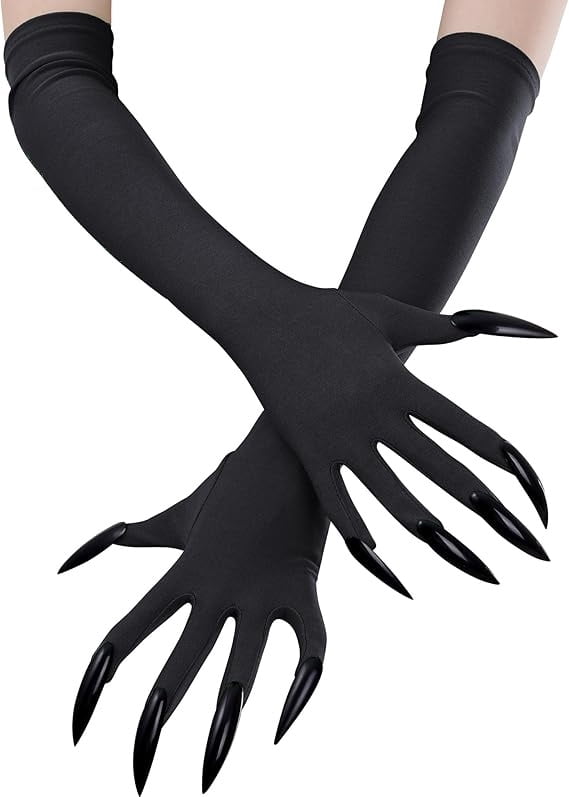 Halloween Claw Gloves with Long Fake Nails for Costume Parties and Stage Performances