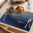thumbnail image 3 of Navy Blue Placemats Set of 8 Luxury Golden Modern Abstract Art Place Mats Indoor Wipeable Table Mats Washable Cloth Dining Table Placemats for Kitchen Holiday Party Home Decor 13x19 Inch, 3 of 9