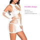 thumbnail image 4 of Vestido ajustado de encaje delgado encantador de malla para mujer, ropa de dormir ajustada con guantes, color blanco Inevent XX000051-01, 4 of 7