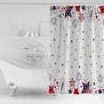 thumbnail image 2 of Red White and Blue Stars Shower Curtain Waterproof Red Blue Stars Firework Shower Curtain for Bathroom,Bathtub,Shower, 4th of July America Patriotic Shower Curtain Set with Hooks 72x72 Inch, 2 of 6