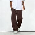 thumbnail image 5 of Men's Wide Leg Sweatpants Baggy Casual Drawstring Waist Joggers Lounge Sweat Pants with Pockets Coffee M, 5 of 6