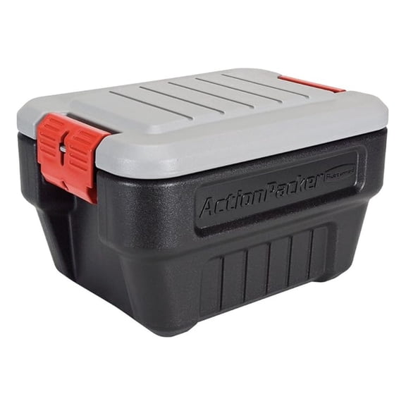 ActionPacker Lockable Storage Box, 8 Gallon, Grey and Black (1949040)
