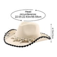 thumbnail image 2 of Hzzsbu Cow Hat for Women, Felt Western Hats With Macrame Beaded Band Jazz Top Hat Wide Brim Sun Hat Beach Vintage Retro Western Cow Hats for Wedding Party, 2 of 7