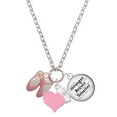 thumbnail image 1 of Delight Jewelry Silvertone Large Pink Ballet Slippers - Light Pink Heart Nurse Strong Zoe Necklace, 1 of 4