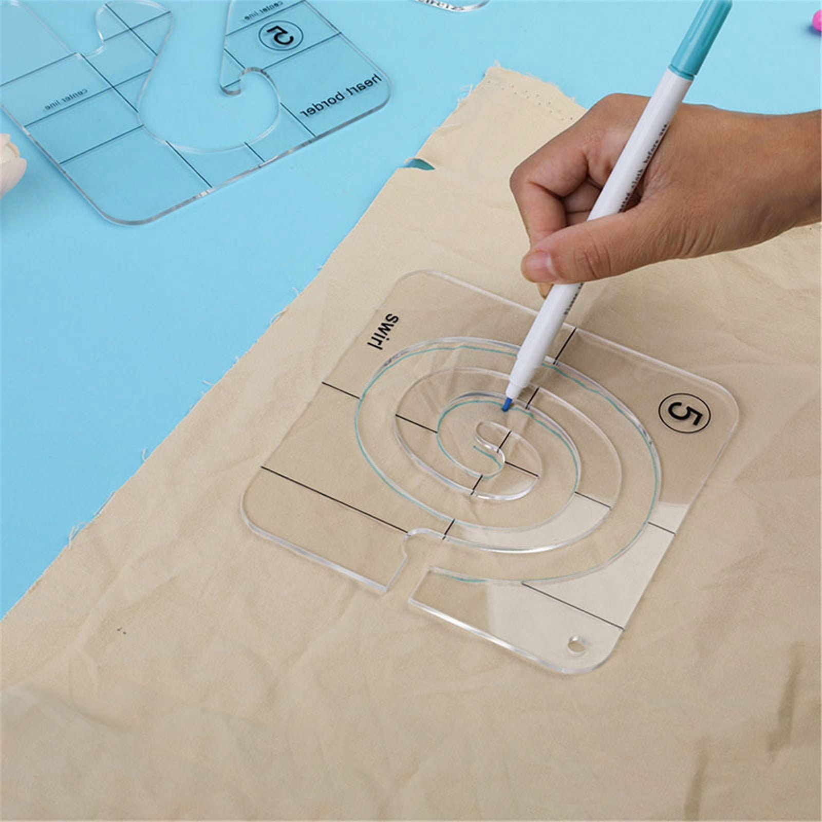 15 Pcs Frees Motion Quilting Template Ruler Acrylic Ruler Quilting Stencil Sewing Ruler Quilting Ruler for Quilting