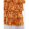 thumbnail image 7 of inlzdz Kids Girls Short Sleeve Metallic Mesh Tiered Sequined T-shirt Sparkly Club Party Dance Performance Wear Gold 10, 7 of 7