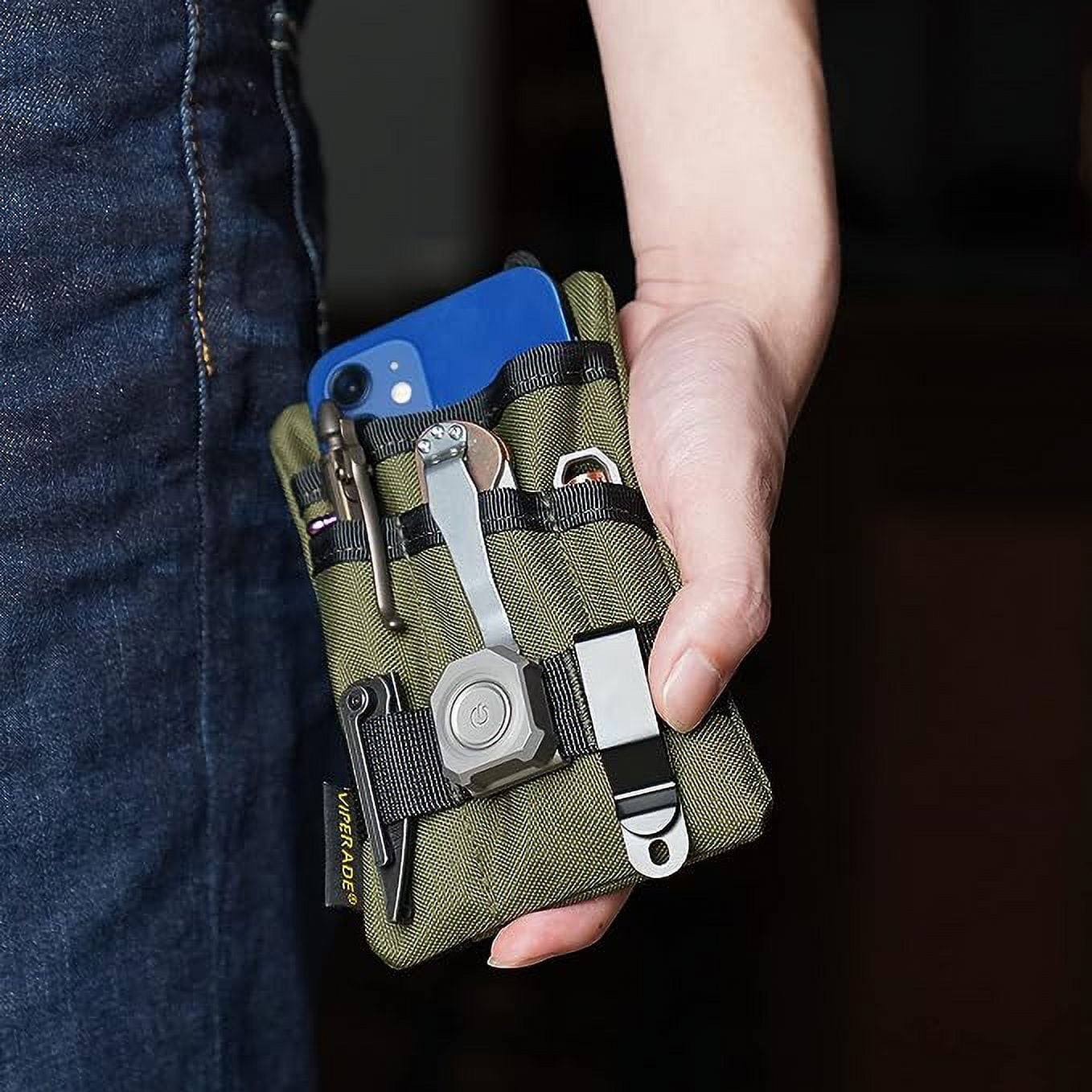 VIPERADE VE1 Pocket Organizer, Tool Pocket Organizer for Men, Pocket Organizer Storage EDC Gears, Best Gift to Keep Organized, Hold Your Flashlight/Pocket Knife, Tactical Pen, Notebook (Green)