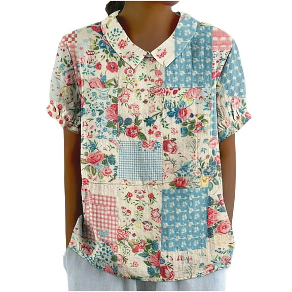 Short Sleeve Shirts for Women Pack Warehouse Today Shipping Women Casual Tops Cotton Short Sleeve Button Up Shirts for Women Cropped