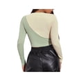 thumbnail image 5 of Yuemengxuan Women Sexy Color Block T-shirt, Long Sleeve Round Neck Cutout Crop Tops, 5 of 6
