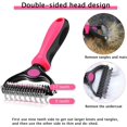 thumbnail image 4 of Dog Cat Brush for Shedding - Dog Deshedding Brush for Long Haired Dogs and Cats, Double Sided Undercoat Rake for Dogs, Dog Cat Pet Hair Grooming Brush Tool(Rose Red), 4 of 7