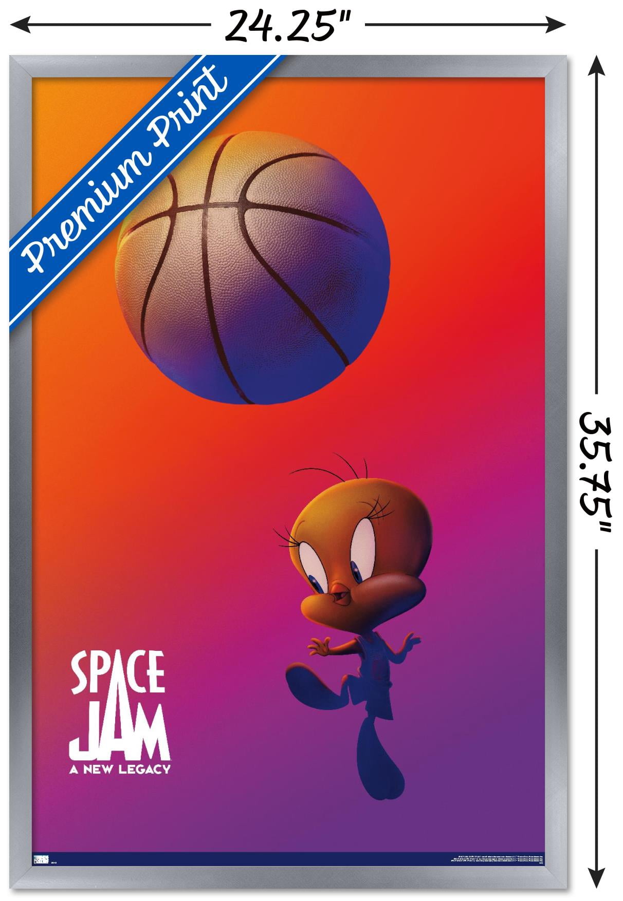 Space Jam: A New Legacy - Tweety One Sheet Wall Poster, 22.375" x 34", Framed