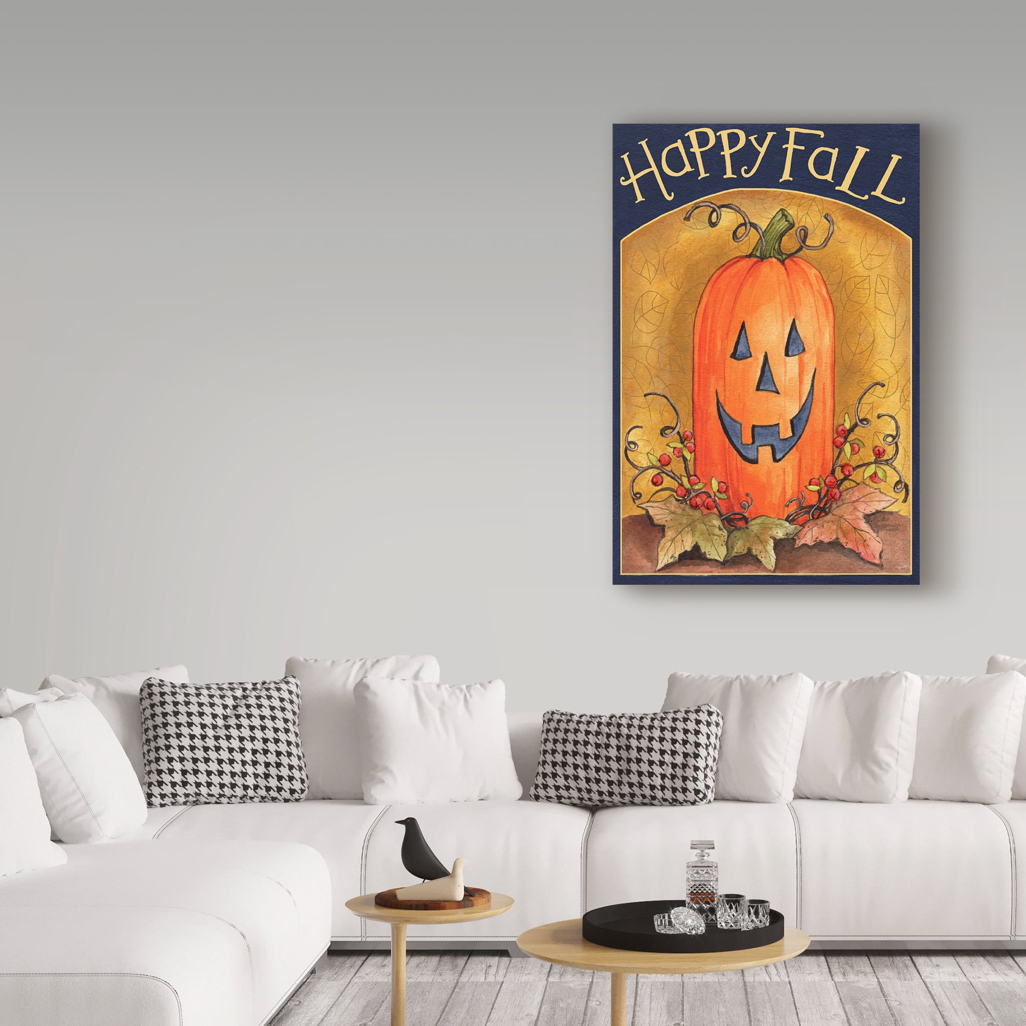 Trademark Fine Art 'Pumpkin Face Happy Fall' Canvas Art by Melinda Hipsher