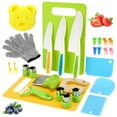 thumbnail image 2 of sixwipe Kids Knife Set for Real Cooking, Kitchen Tools for Toddlers 3 -10 Year Old Boys Girls, Toddler Safe Knife Set with Gloves Cutting Board Fruit Vegetable Crinkle Cutters, 2 of 8