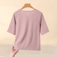 thumbnail image 5 of KyCheLot Womens Plus Size T-Shirts Solid Color Round Neck 1/2 Length Sleeve Tops Summer Beach Vacation T-Shirts, 5 of 7