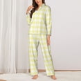 thumbnail image 2 of Balery Lemon Yellow Checkboard Conjunto de Pijama con Estampado para Mujer, Conjunto de Dos Piezas con Manga Larga, Ropa de Dormir Suave con Bolsillos, Pijamas Cómodos-Large, 2 of 7