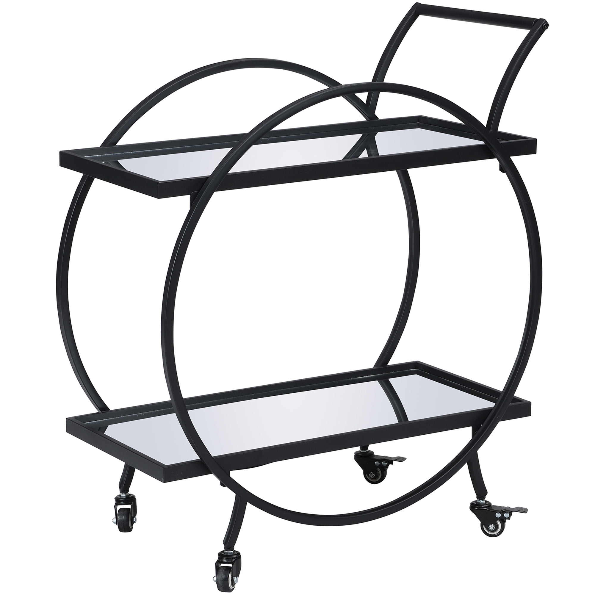FirsTime & Co. Black Odessa Mirrored Bar Cart, Glam, Metal, 27.5 x 14 x 33 in