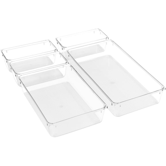 Sorbus Clear Makeup and Skin Care Organizer, Storage Bin Drawer Organizers for Cosmetic, Bathroom, Vanity (5-Piece Set)