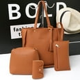 thumbnail image 2 of Stylago 4pcs Women Fashion Leather Handbags Tote Shoulder Bag Ladies Top Handle Satchel Purse and Zipper Wallet Set Brown, 2 of 4