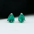 thumbnail image 3 of Rosec Jewels Pear Shape Created Emerald Solitaire Stud Earrings (5X7 mm, 1.50 CT), 925 Sterling Silver, 3 of 8